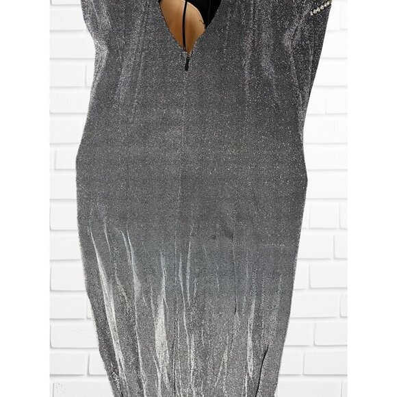 Betsey & Adam Women's Size 9/10 High Neck Semi Formal Metallic Maxi Dress Cutout - Picture 4 of 9